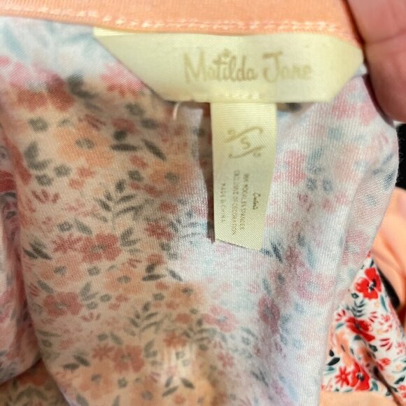 Matilda Jane Sing it Out Floral Print Casual Top Size Small Ruffle Hem Pink - Picture 5 of 9